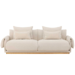 Canapé 3 places avec coussin en lin beige scandinave