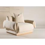 Fauteuil en tissu confortable lin beige avec accoudoirs