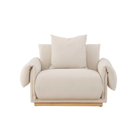 Fauteuil et coussin confortable en tissu lin beige