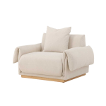 Fauteuil de salon en tissu lin beige confortable