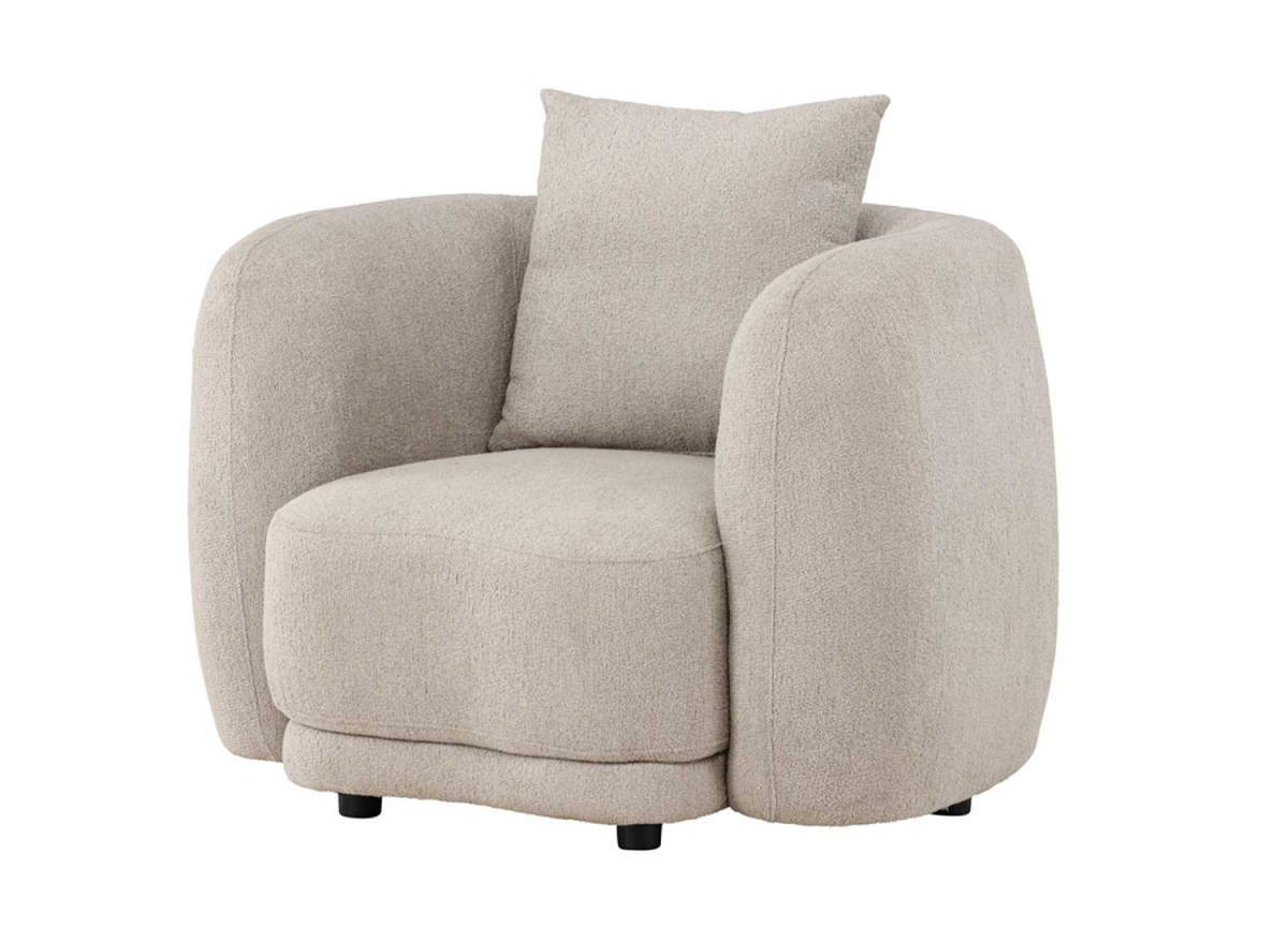 Fauteuil design confortable en tissu beige