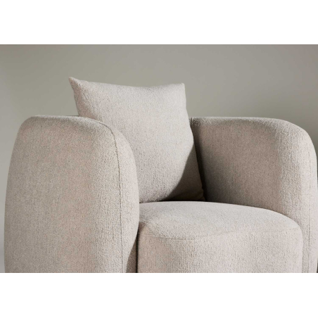 Fauteuil Club en Tissu Bouclé Beige