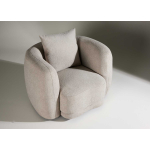 Fauteuil moderne en tissu bouclette beige