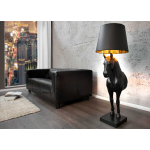 Lampe design sur pied cheval noir en résine