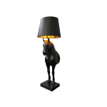 Lampe sur pied design cheval noir en résine