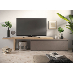 Banc TV et Rehausse 230 cm Bois et Bronze