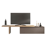 Banc TV et Rehausse 230 cm Bois et Bronze