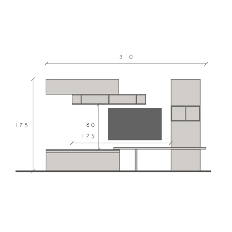 Ensemble TV Contemporain Cachemire et Bois 310 cm