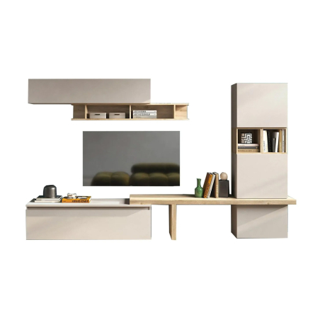 Ensemble TV Contemporain Cachemire et Bois 310 cm