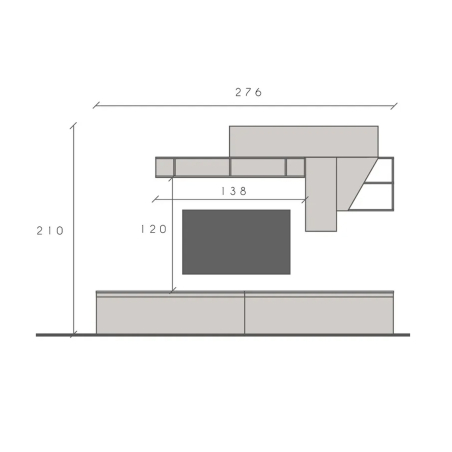 Composition TV 276 cm Banc TV et Meubles Muraux