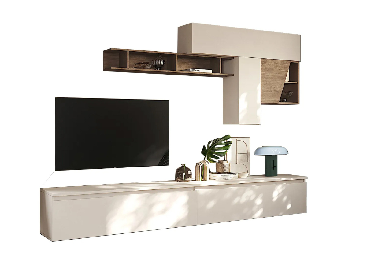 Composition TV 276 cm Banc TV et Meubles Muraux