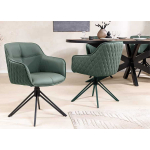 Fauteuil de table design en cuir vert