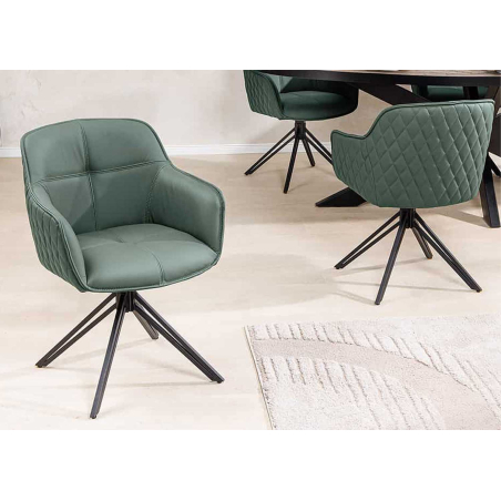 Chaise moderne en cuir vert avec surpiqure design