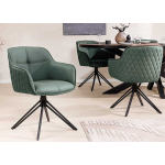 Chaise pivotante en cuir véritable vert