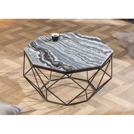 Table basse en marbre gris blanc