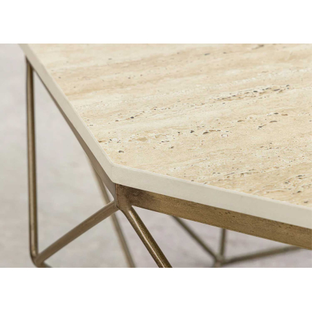 Table Basse Design en Travertin Beige