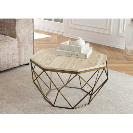 Table basse design en pierre naturel beige