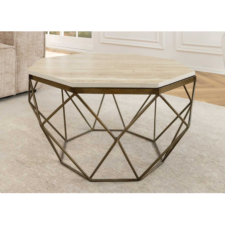 Table basse en pierre naturel beige