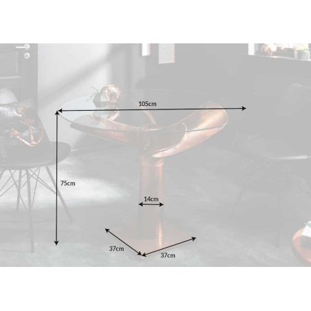 Table à Manger Hélice de Bateau et Plateau en Verre