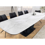 Table design moderne extensible céramique marbre blanc 10 personnes