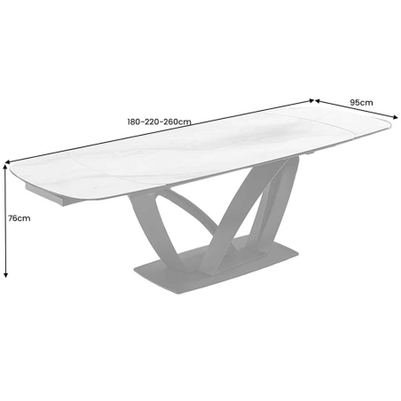 Table Extensible Céramique Marbre Blanc