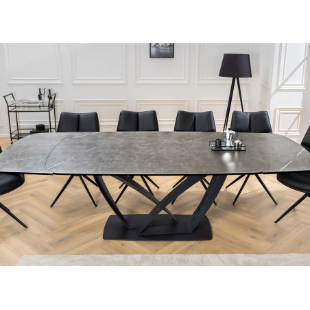 Table salle à manger extensible céramique gris graphite 180-220-260 cm