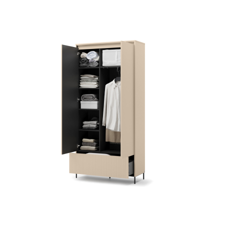 Armoire penderie 2 portes 1 tiroir beige sable