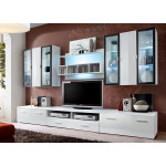 Ensemble TV Mural Design Blanc & LED