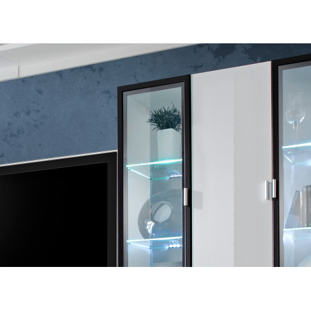 Ensemble TV Mural Design Blanc & LED