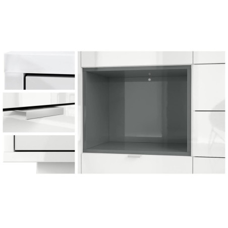 Meuble Buffet Haut Blanc Brillant 6 portes Matisse