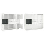 Meuble Buffet Haut Blanc Brillant 6 portes Matisse