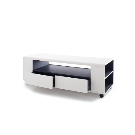 Meuble TV Blanc Design sur Roulettes