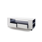 Meuble TV Blanc Design sur Roulettes