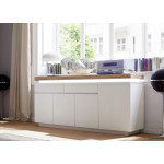 Meuble Buffet Bois Massif & Blanc cassé Laqué Mat Romane