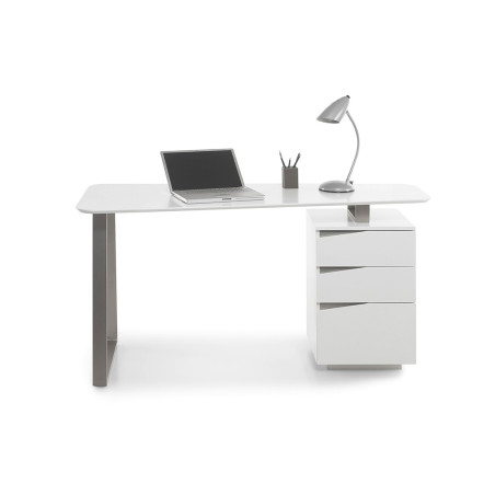 Bureau d'Ordinateur Blanc Laqué Mat