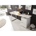 Bureau d'Ordinateur Blanc Laqué Mat