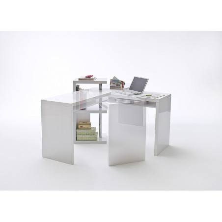 Bureau Design Amovible Blanc Laqué