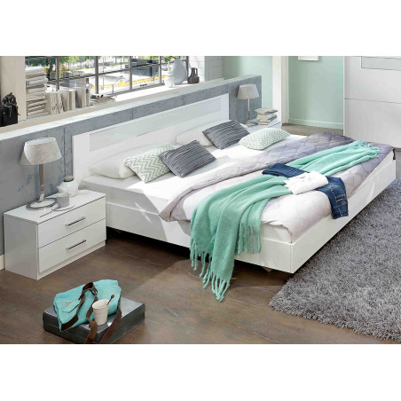 Lit 160x200 cm Blanc - Chambre Adulte