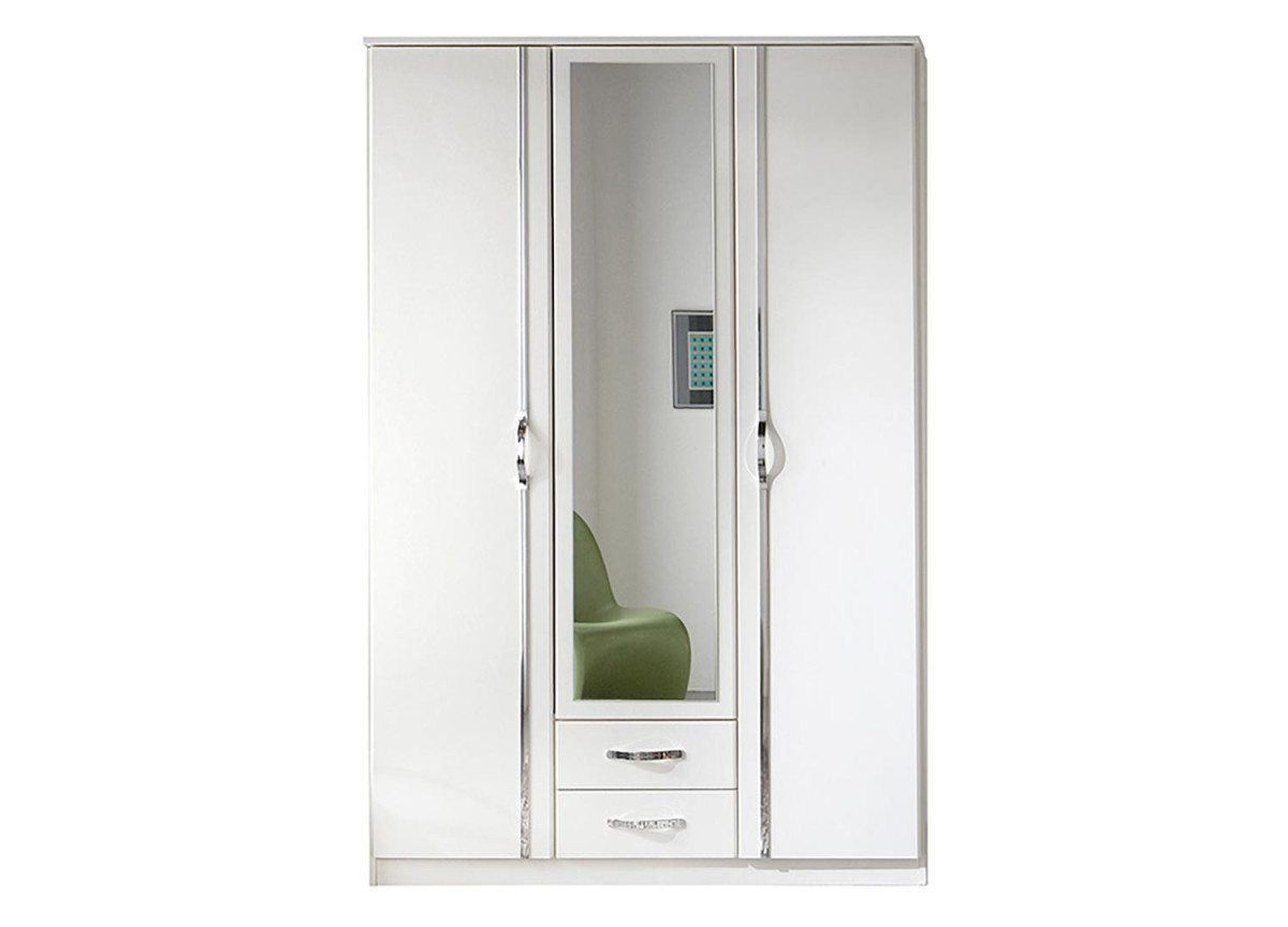 Armoire Blanche - 3 Portes / 2 Tiroirs