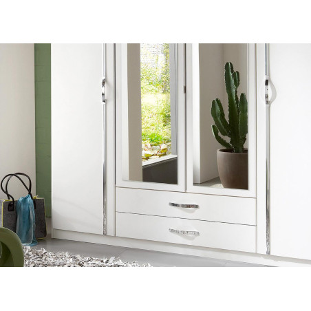 Armoire Blanche - 4 Portes / 2 Tiroirs