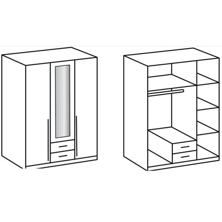 Armoire Bois - 3 Portes / 2 Tiroirs