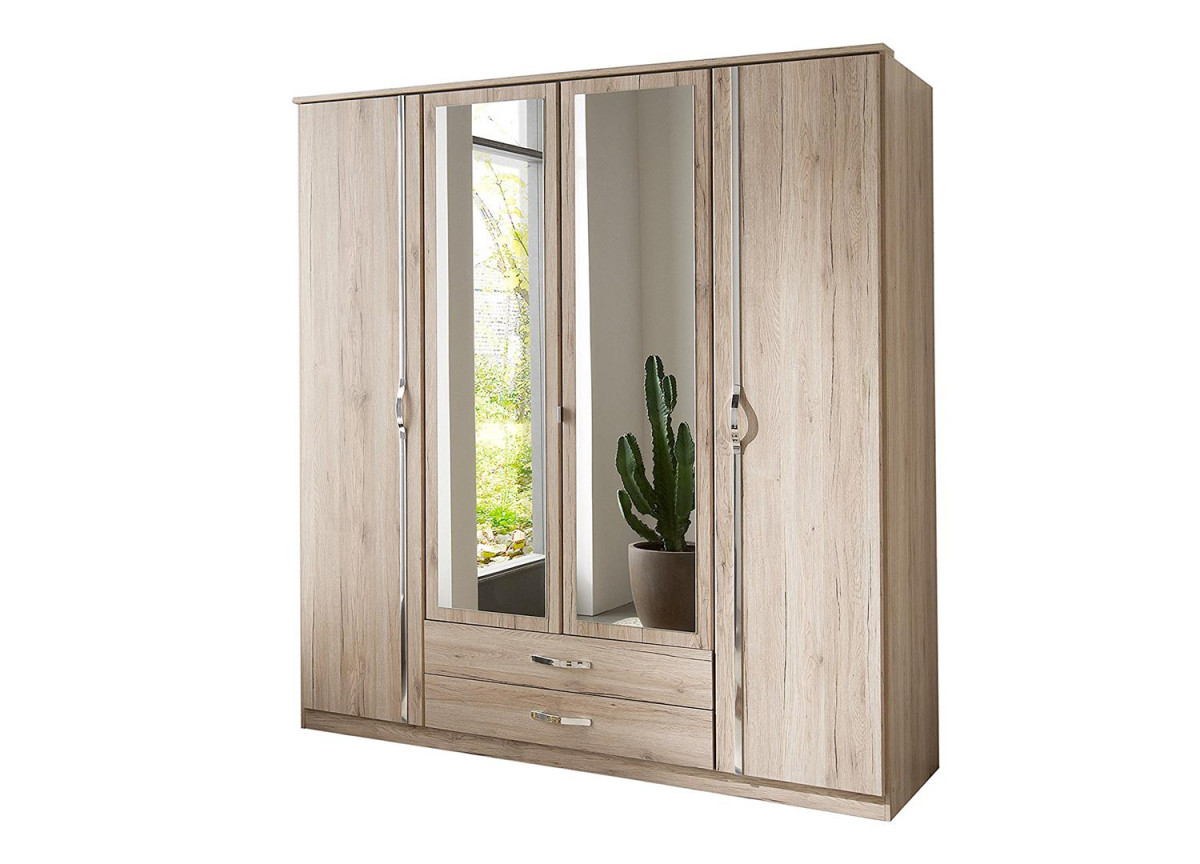 Armoire Bois - 4 Portes / 2 Tiroirs