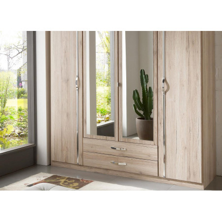 Armoire Bois - 4 Portes / 2 Tiroirs