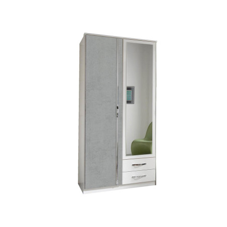 Armoire Blanche & Grise - 2 Portes / 2 Tiroirs