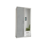 Armoire Blanche & Grise - 2 Portes / 2 Tiroirs