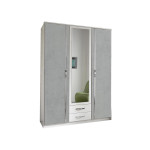 Armoire Blanche & Grise - 3 Portes / 2 Tiroirs