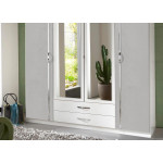 Armoire Blanche & Grise - 4 Portes / 2 Tiroirs