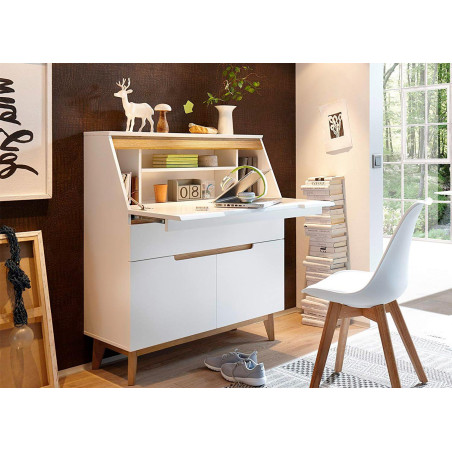 Bureau - Secrétaire Blanc & Bois Scandinave