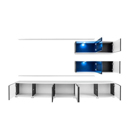 Meuble TV Design Led Noir et Blanc