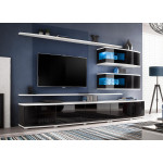 Meuble TV Design Led Noir et Blanc